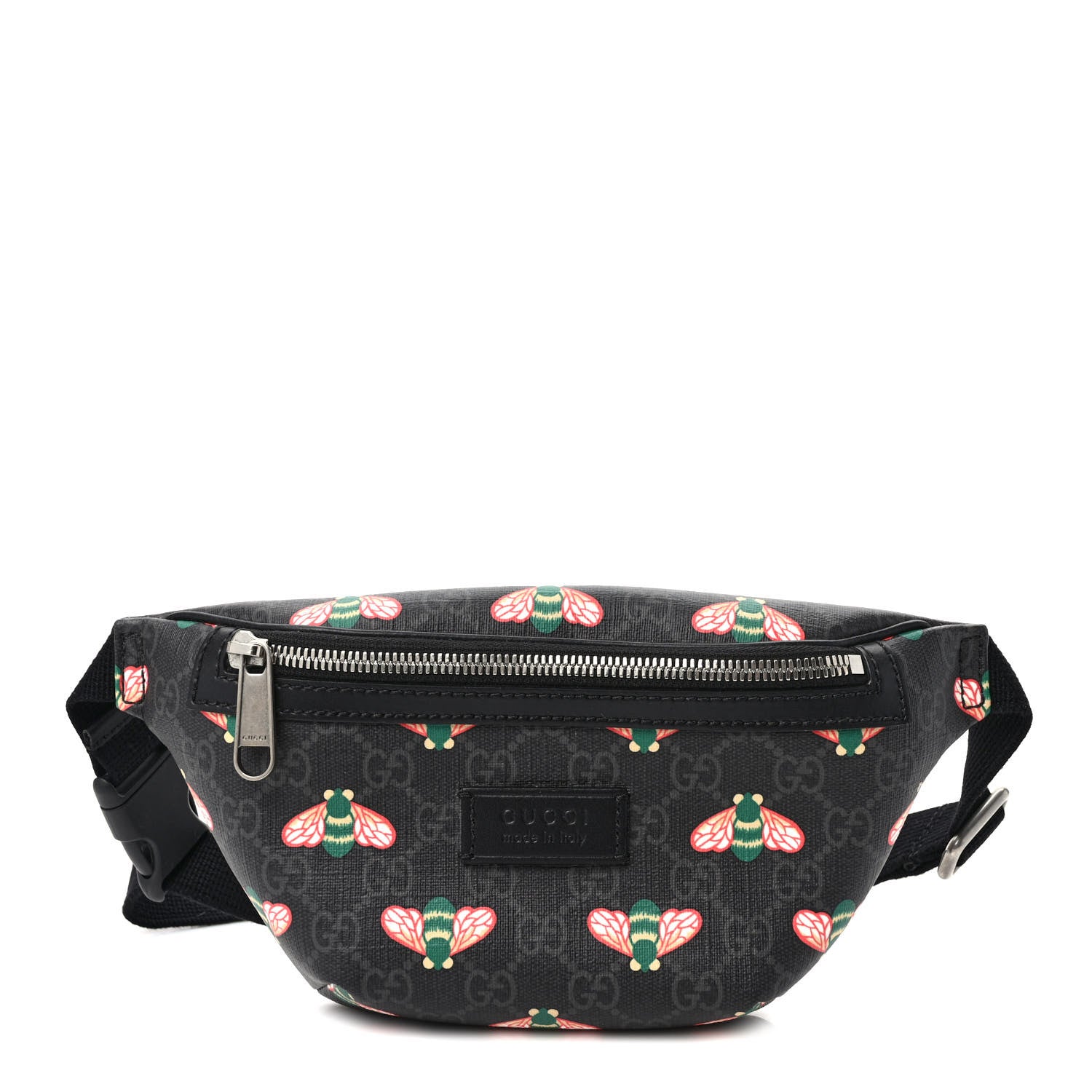 Gucci GG Supreme Monogram Bee Multicolor Appia Calfskin Belt Bag Black Multicolor 1 of 9