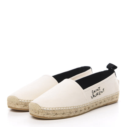 Saint Laurent Canvas Nappa Elba Light Logo Embroidered Espadrilles 39 Panna 3 of 8