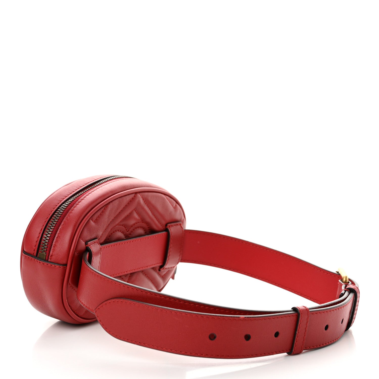 Gucci Calfskin Matelasse GG Marmont Belt Bag 75 30 Hibiscus Red 3 of 12