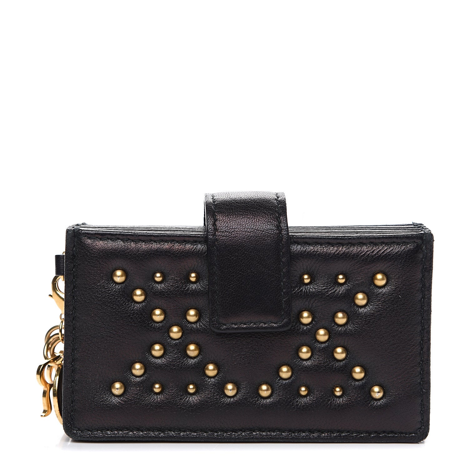 Christian Dior Lambskin Studded Cannage Lady Dior 5-Gusset Card Holder Black 1 of 7