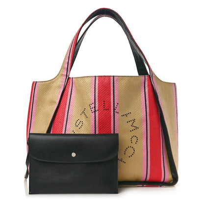 Stella McCartney Raffia Striped Logo Tote Red 3 of 15