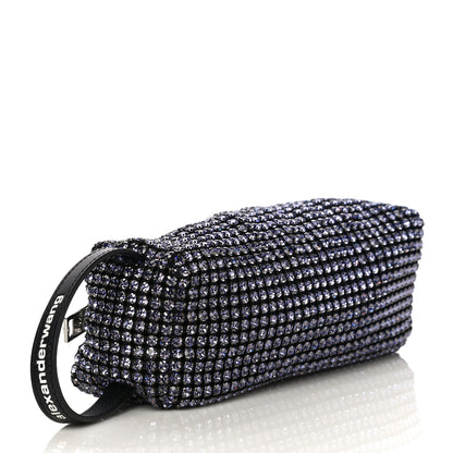 Alexander Wang Mesh Crystal Rhinestone Pencil Pochette Black Purple 4 of 11
