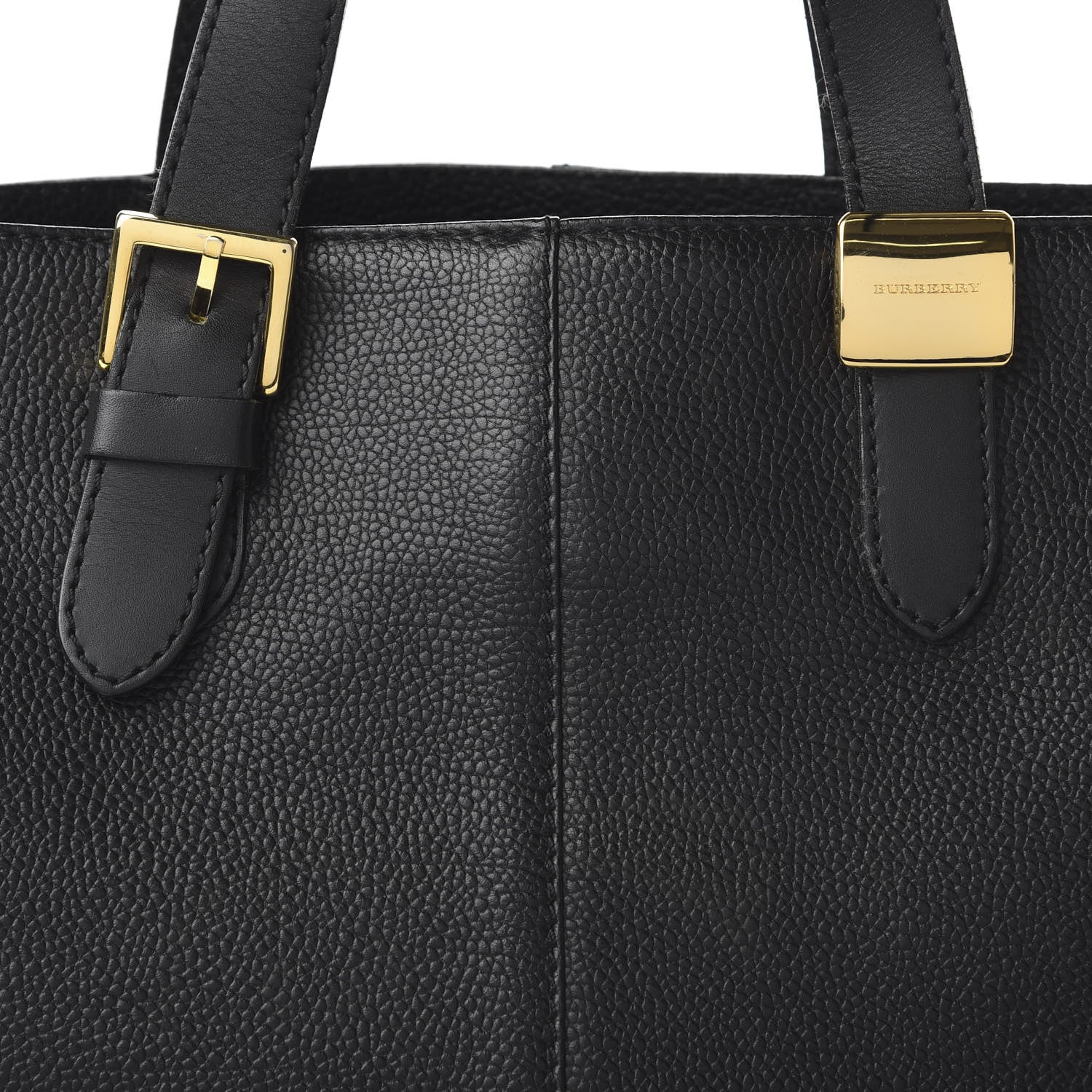 Burberry Grainy Calfskin Haymarket Check Tote Black 8 of 8