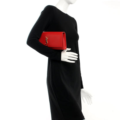Saint Laurent Grain De Poudre Classic Monogram Clutch Red 2 of 7