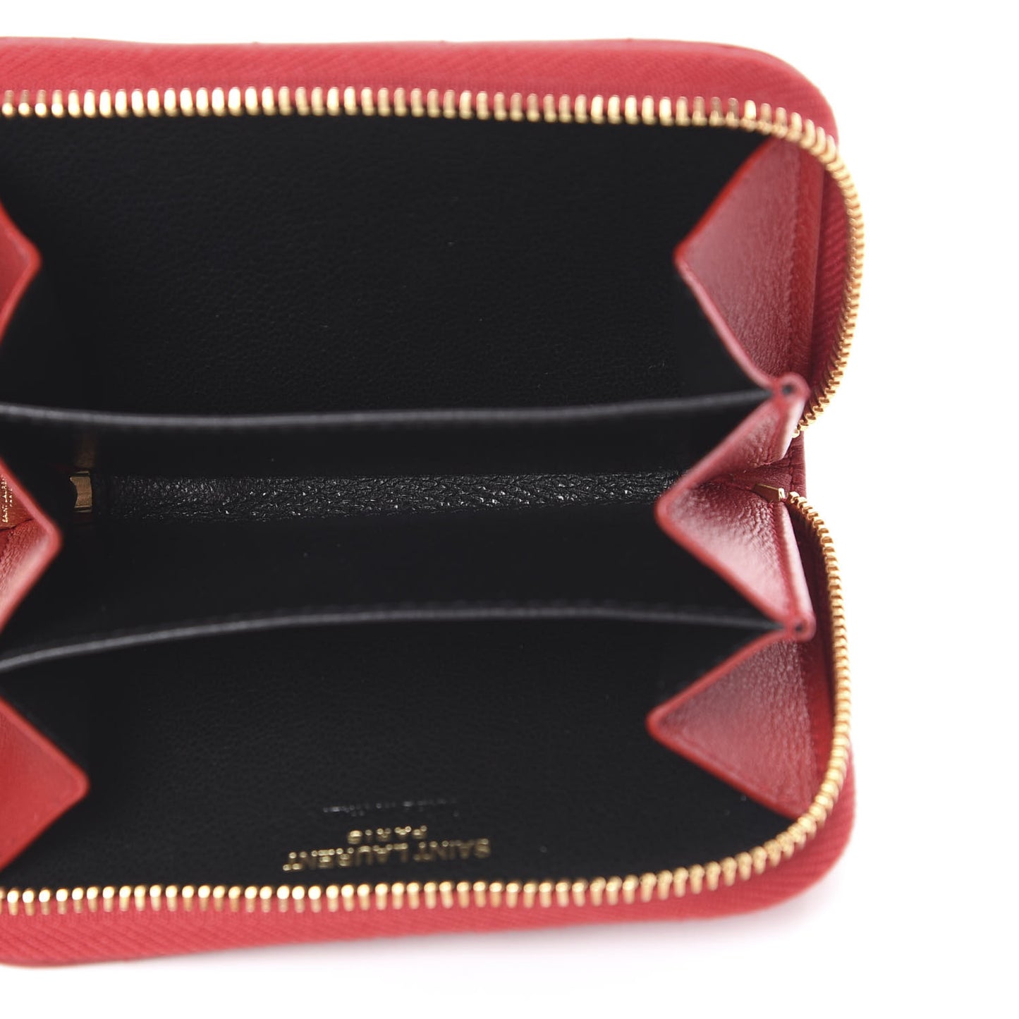 Lambskin Matelasse Monogram Vicky Zip Around Card Holder Rouge Eros