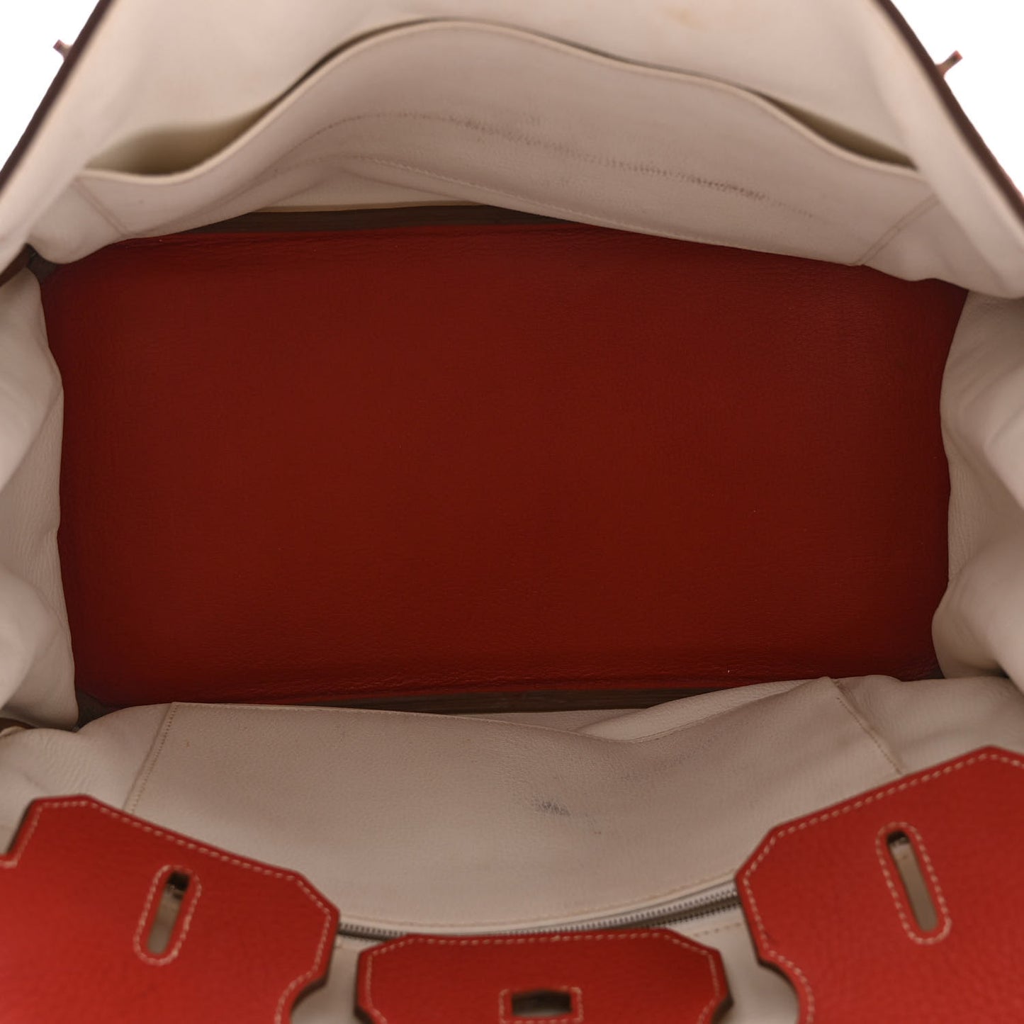 Taurillon Clemence Eclat Birkin 35 Sanguine White