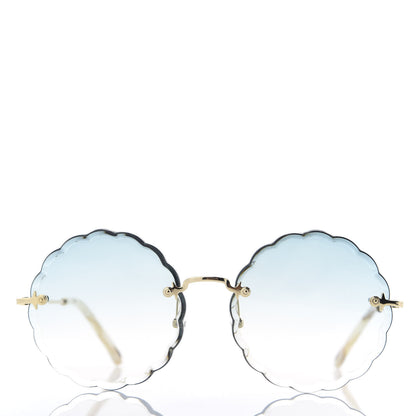 Chloe Rosie Bevelled Round Sunglasses CE142S Gold Gradient Blue 3 of 8