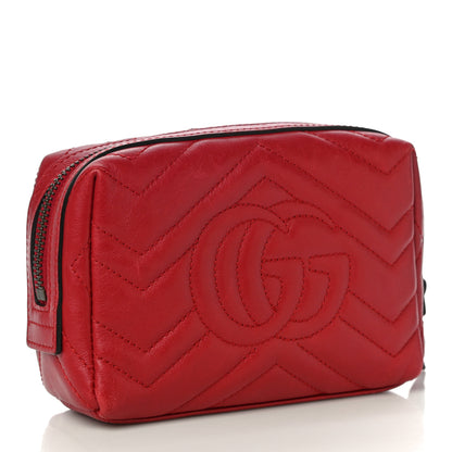 Gucci Calfskin Matelasse GG Marmont Cosmetic Case Hibiscus Red 3 of 12