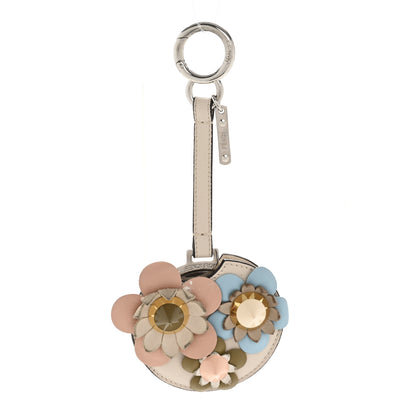 Fendi Calfskin Flowerland Mirror Bag Charm Beige Multicolor 1 of 8