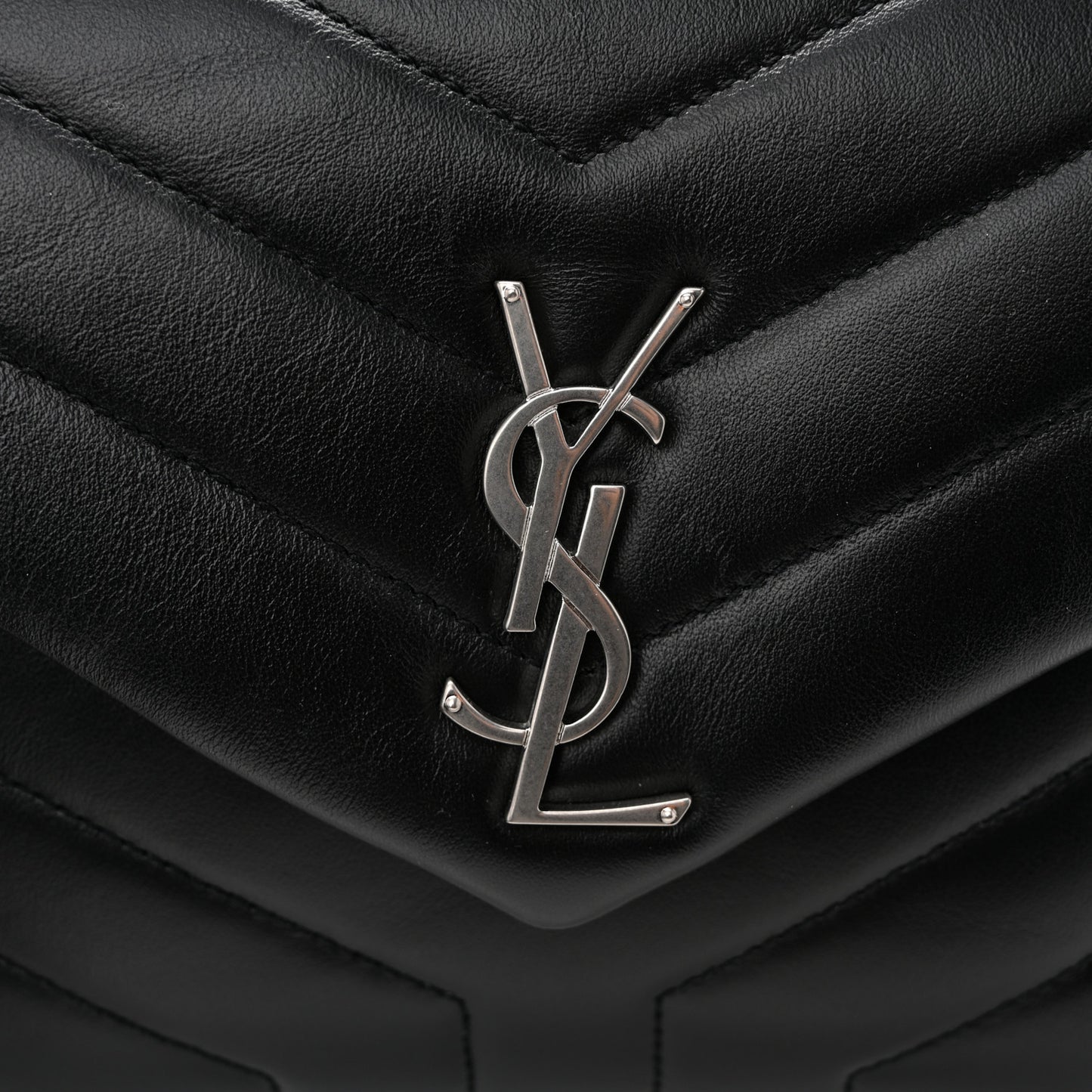 Calfskin Y Quilted Monogram Small Loulou Chain Satchel Black