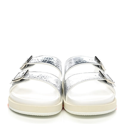 Louis Vuitton Metallic Mix Materials Mens LV Script Trainer Mules 9 Silver Multicolor 2 of 9