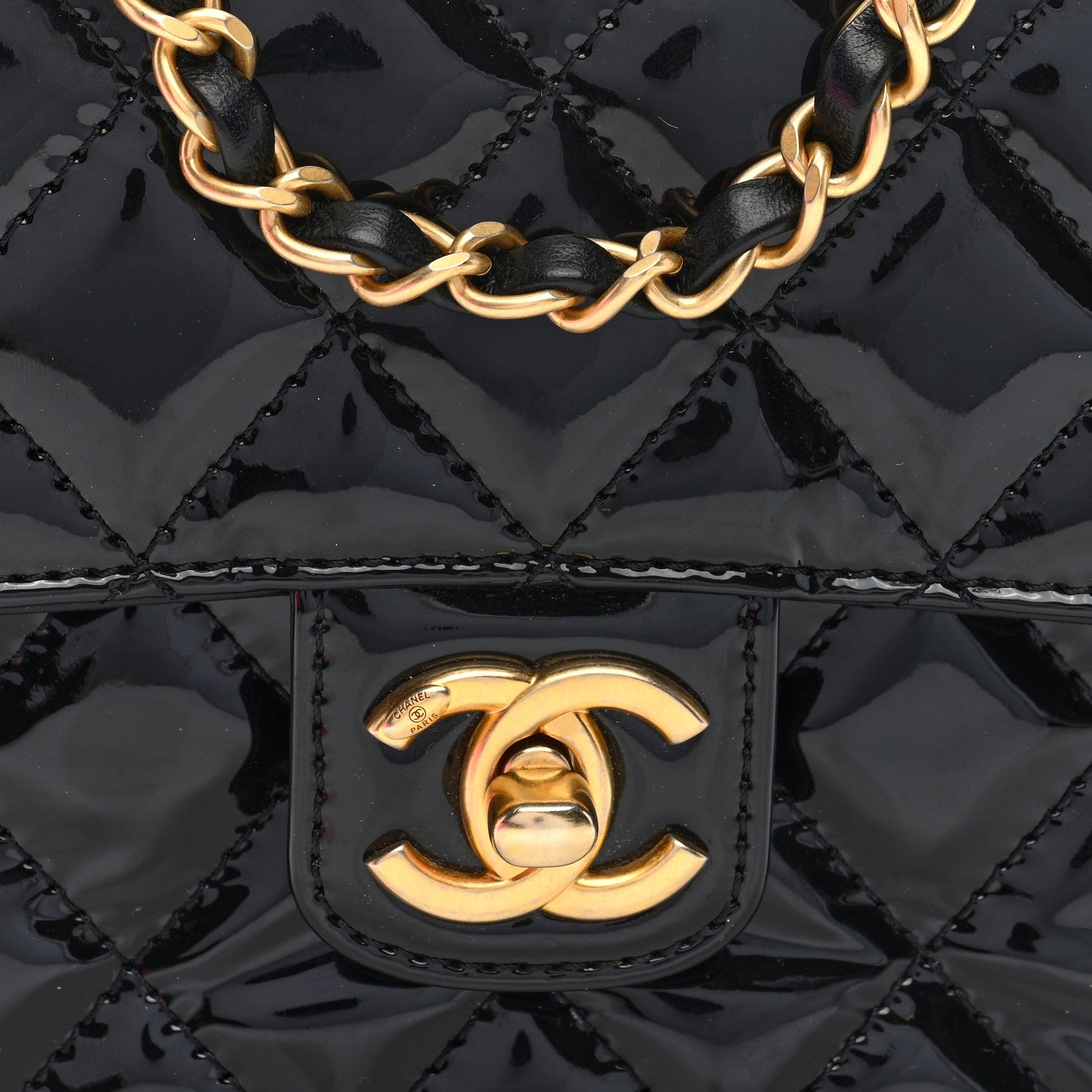 Chanel Patent Calfskin Quilted Mini Square Flap Black 8 of 10