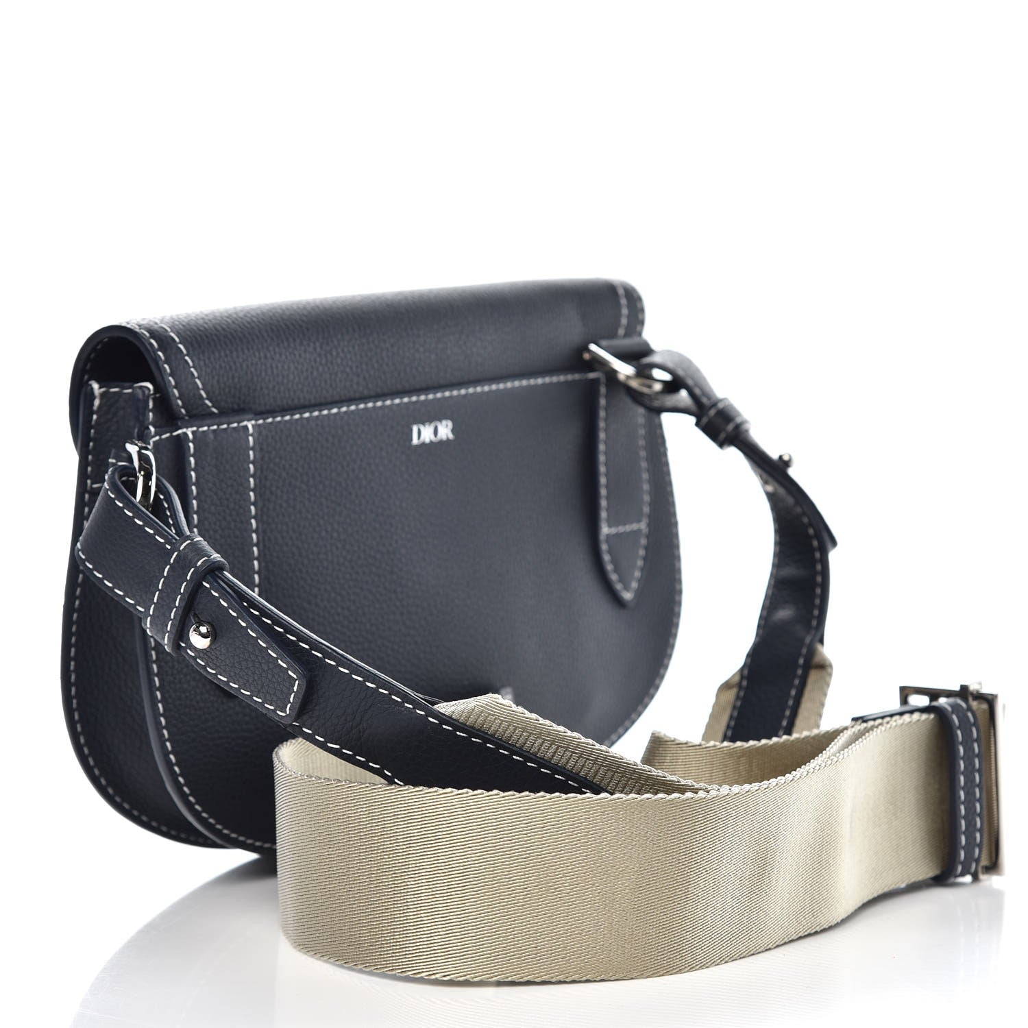 Christian Dior X KAWS Grained Calfskin Saddle Pouch Navy Blue 3 of 8