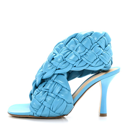 Bottega Veneta Shiny Nappa Intrecciato The Board Sandals 36 Sky Blue 1 of 7