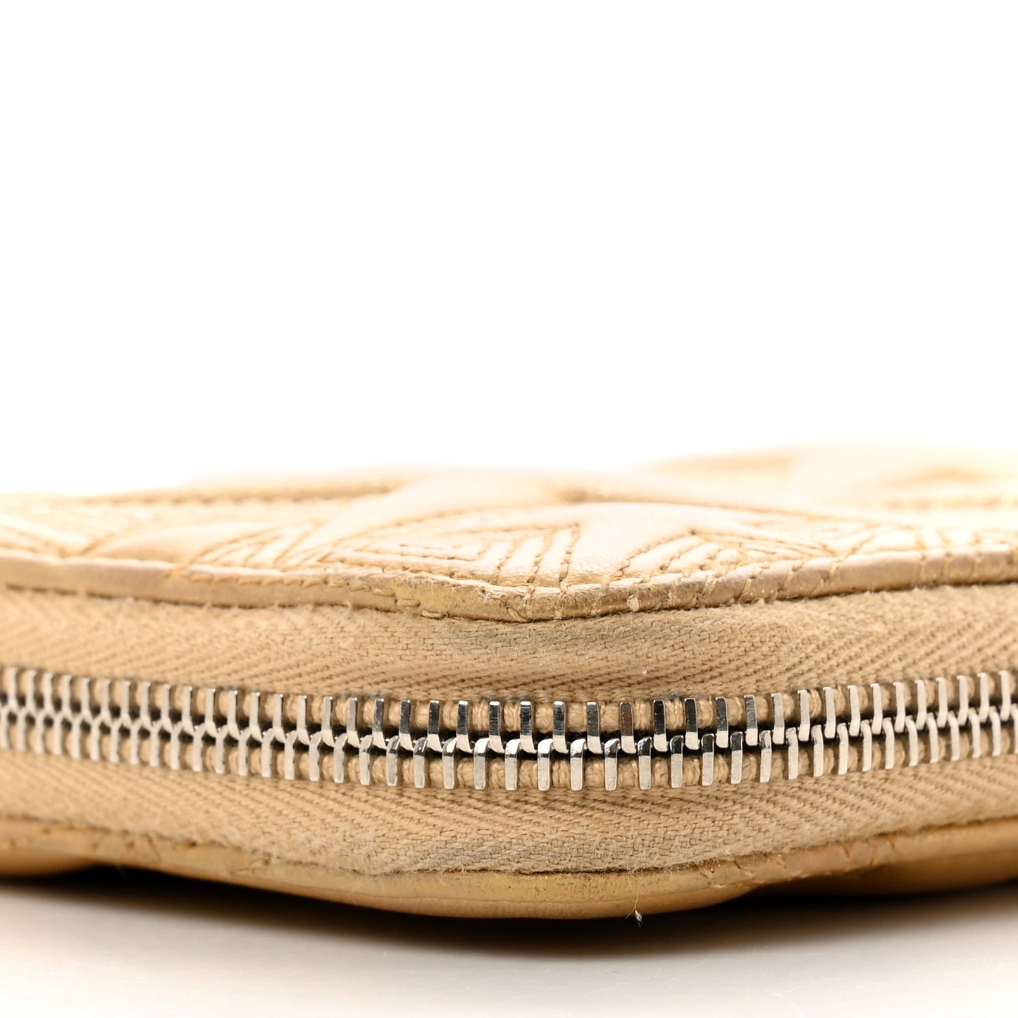 Metallic Lambskin Star Embossed Medium Zip Around Wallet Gold