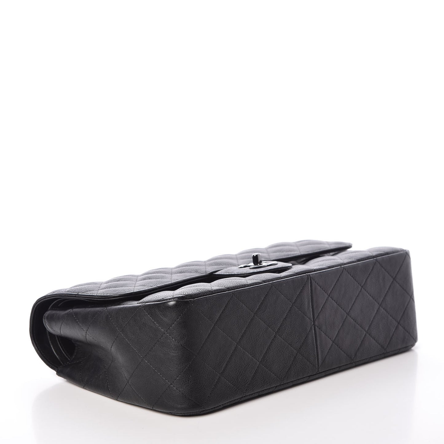 Crumpled Calfskin Quilted Jumbo Double Flap So Black