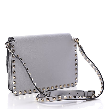 Valentino Garavani Pebbled Calfskin Rockstud Side Slip Crossbody Pastel Grey 3 of 9
