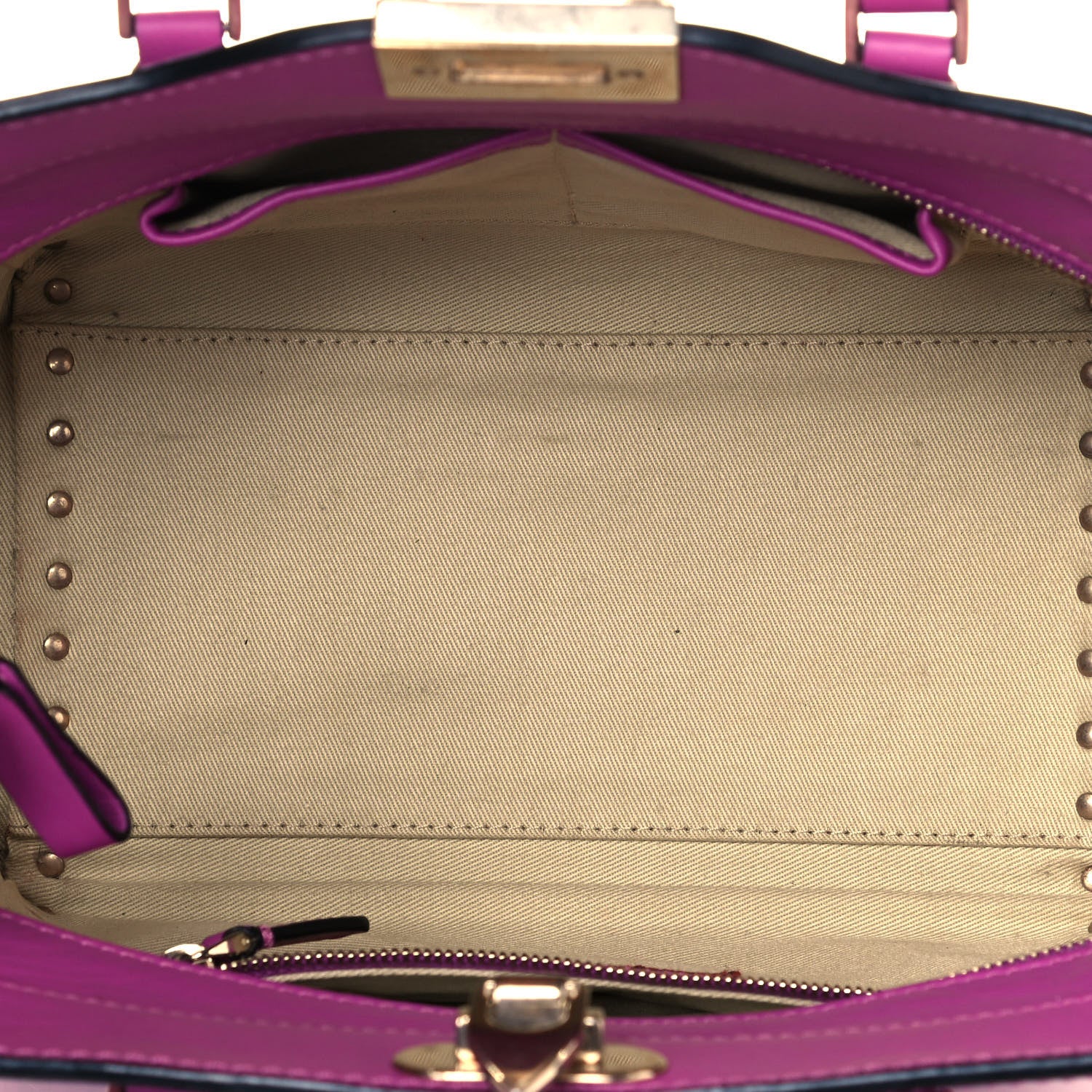 Valentino Garavani Vitello Small Rockstud Double Handle Tote Purple Violet 6 of 10