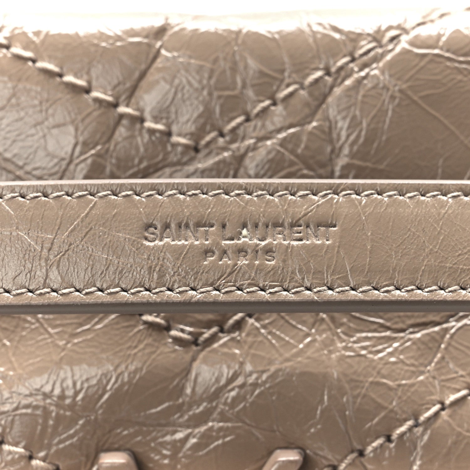 Saint Laurent Crinkled Calfskin Matelasse Monogram Medium Niki Chain Satchel Gold Sand 9 of 13