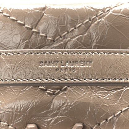 Saint Laurent Crinkled Calfskin Matelasse Monogram Medium Niki Chain Satchel Gold Sand 9 of 13