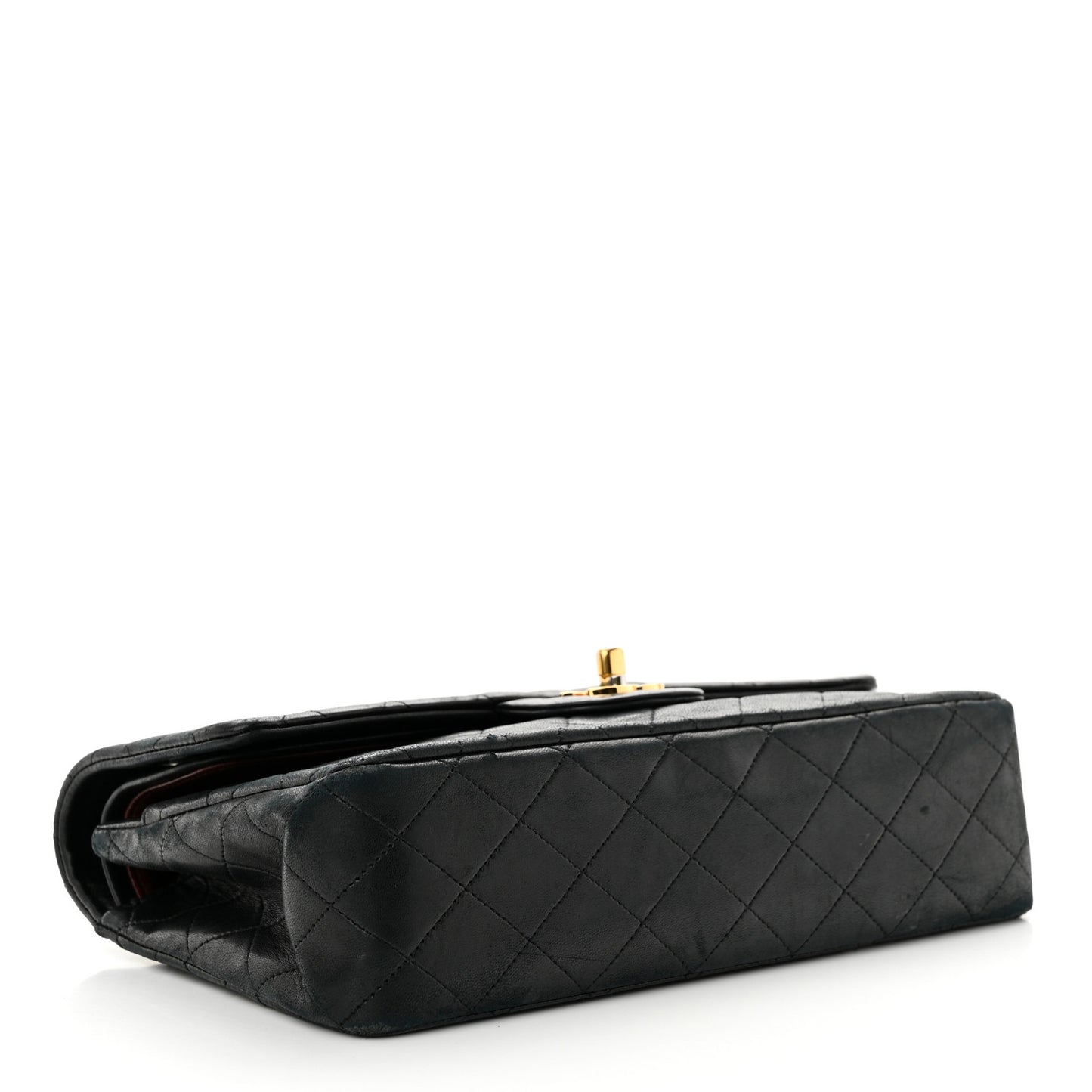 Lambskin Quilted Medium Double Flap Black