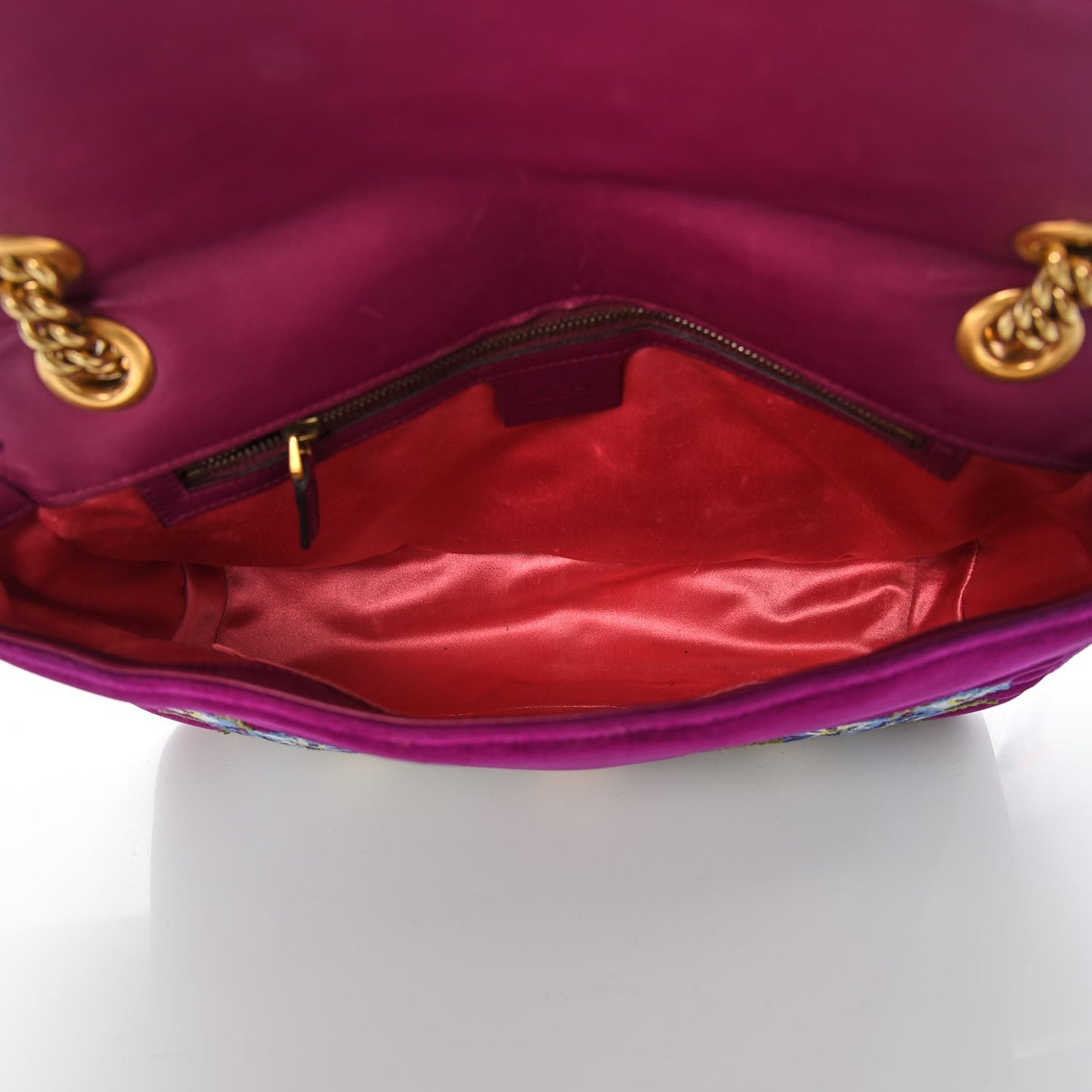 Velvet Matelasse Loved Embroidered Medium GG Marmont Shoulder Bag Fuchsia Violet Cyclamen