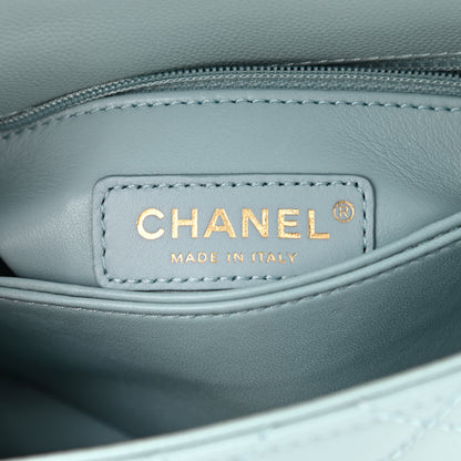 Chanel Caviar Quilted Extra Mini Coco Handle Flap Light Blue 5 of 10