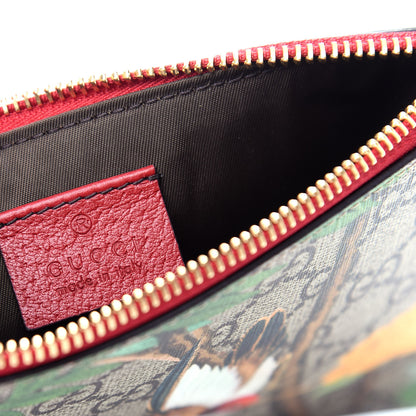 Gucci GG Supreme Monogram Tian Zip Pouch Beige Multicolor Red 6 of 7
