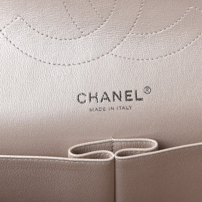 Chanel Metallic Caviar Chevron Quilted Jumbo Double Flap Light Gold 9 of 11