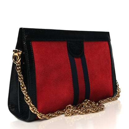 Gucci Suede Patent Web Small Ophidia Chain Shoulder Bag Hibiscus Red Black 3 of 11