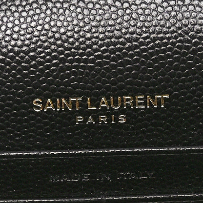 Saint Laurent Grain De Poudre Matelasse Chevron Monogram Envelope Chain Wallet Black 6 of 10