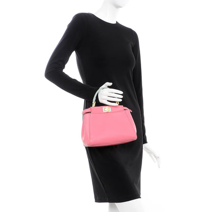 Fendi Nappa Colorblock Mini Peekaboo Iconic Satchel Rosa Fluo Oxigen Slate 2 of 9