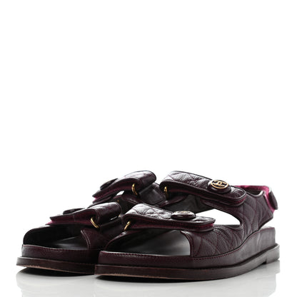 Chanel Grained Calfskin Velcro Dad Sandals 39 Maroon 3 of 13