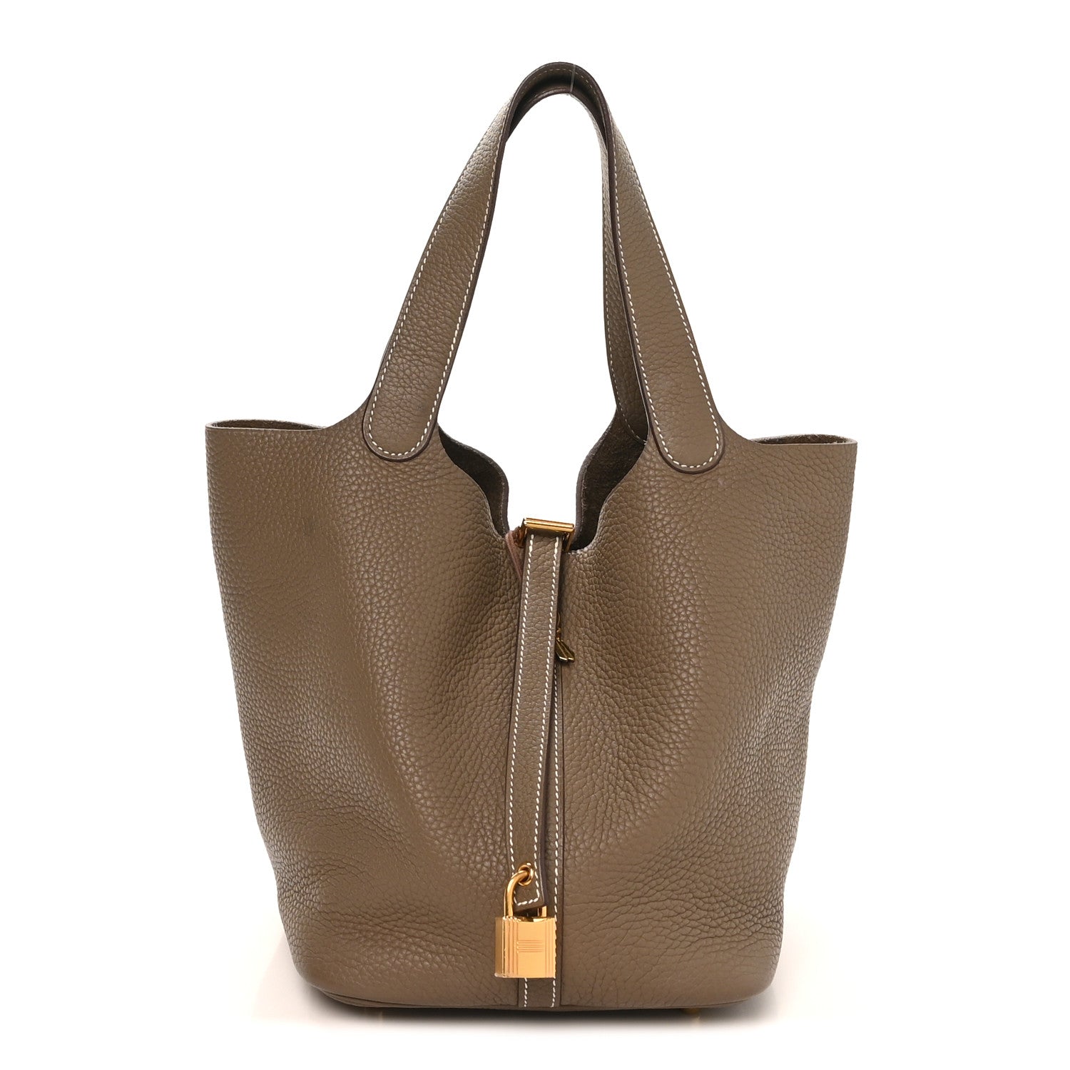 Hermes Taurillon Clemence Picotin Lock 22 MM Etoupe 1 of 11