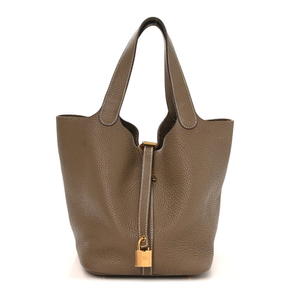 Hermes Taurillon Clemence Picotin Lock 22 MM Etoupe 1 of 11
