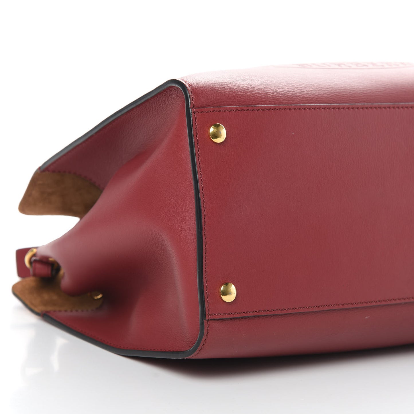 Smooth Calfskin Small Grommet Embossed Crest Bag Red