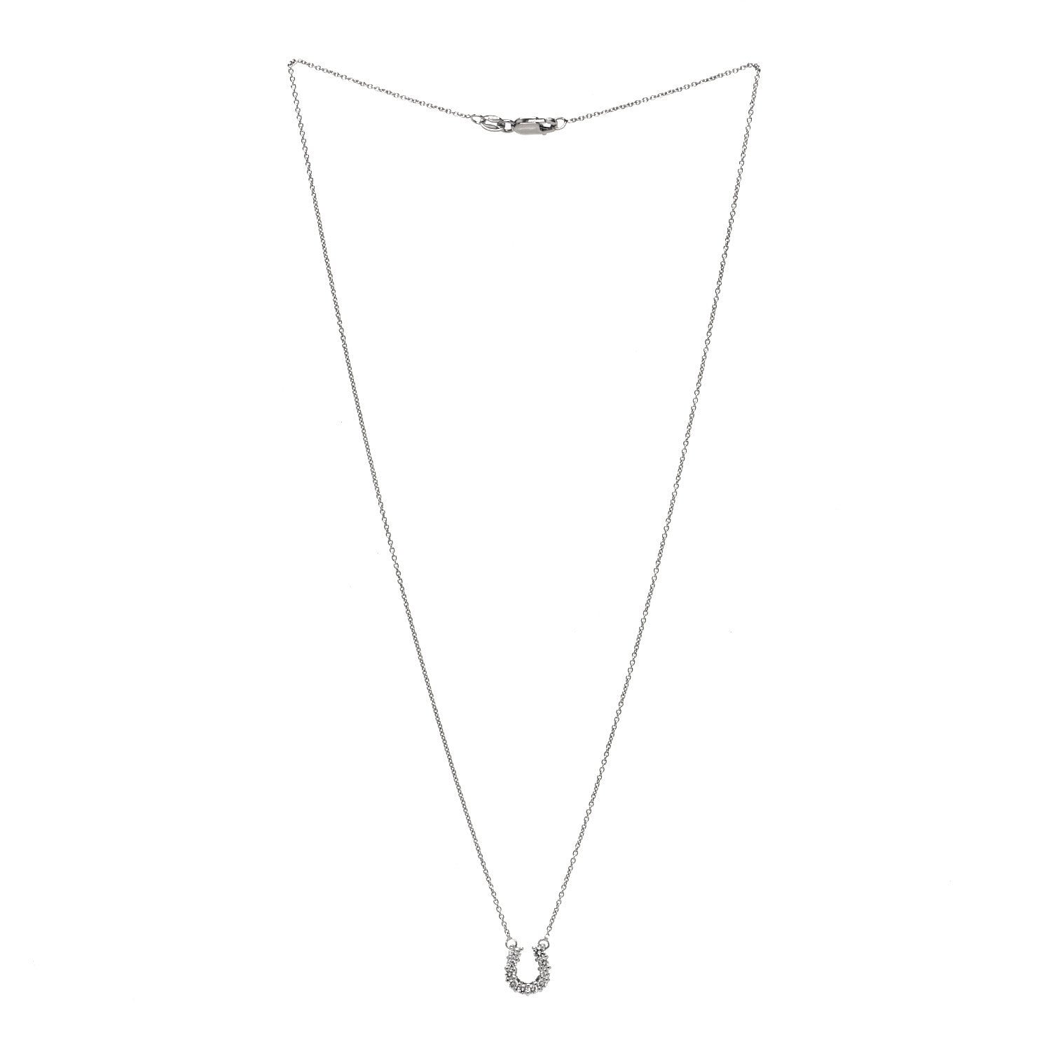 Roberto Coin 18K White Gold Diamond Horseshoe Pendant Necklace 2 of 4