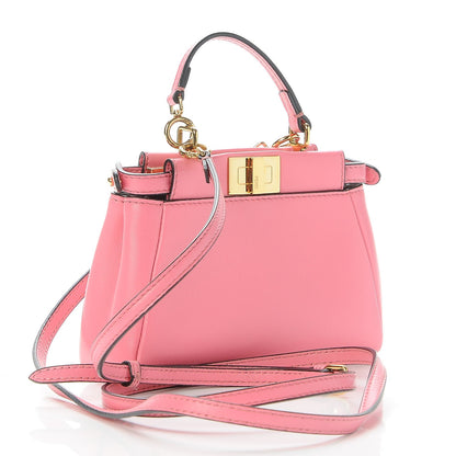 Fendi Shiny Nappa Micro Peekaboo Iconic Satchel Rosa Fluo 3 of 7