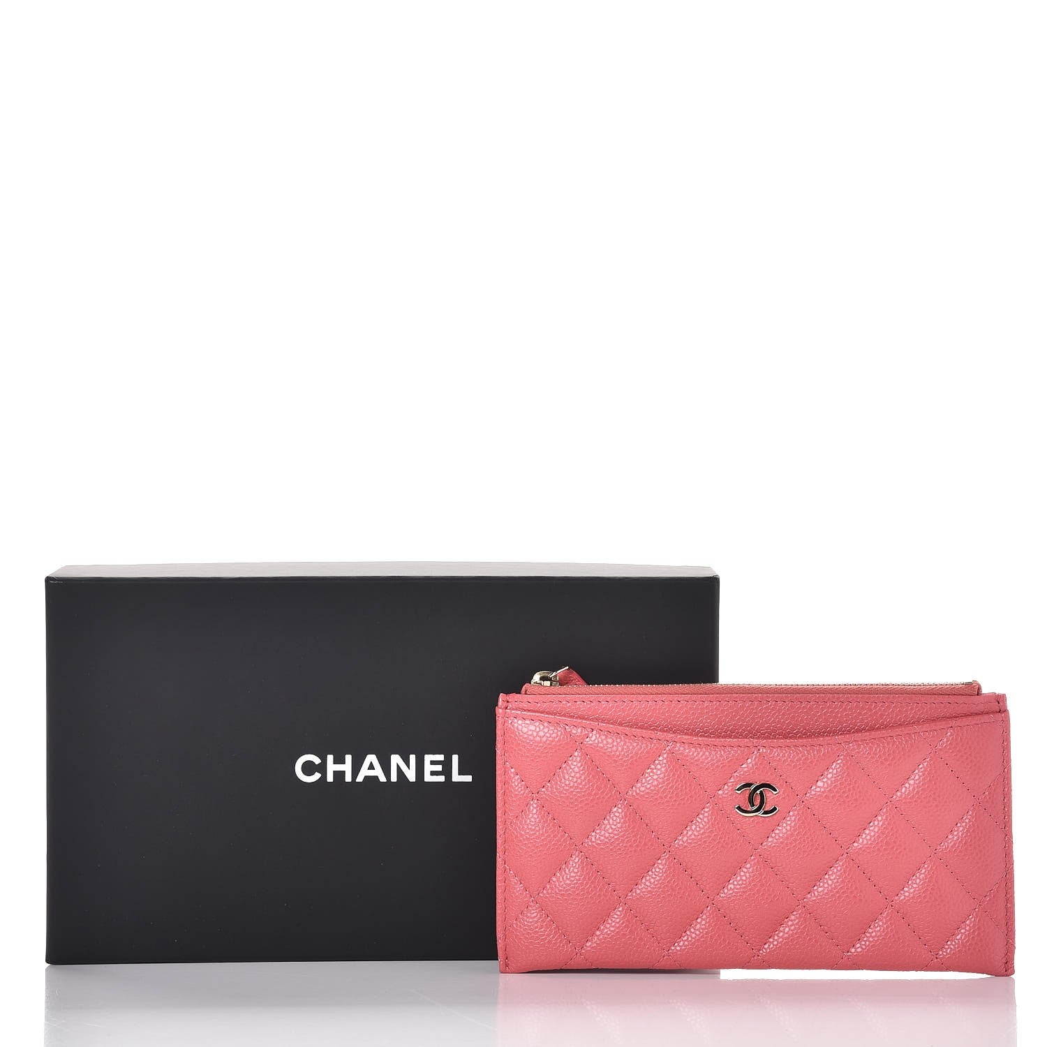 Chanel Iridescent Caviar Quilted Classic Zip Pouch Pink 8 of 9