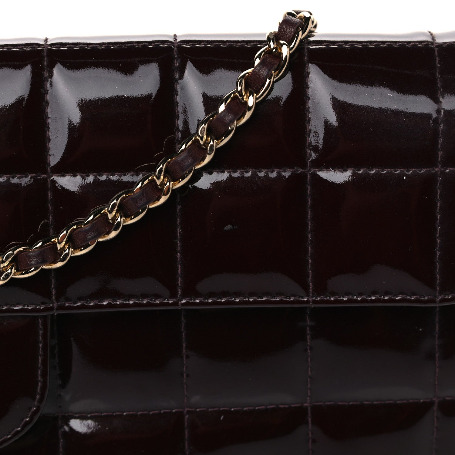 Chanel Patent East West Chocolate Bar Flap Burgundy 9 of 13