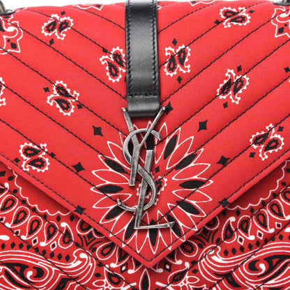 Saint Laurent Canvas Bandana Matelasse Chevron Medium College Bag Red 9 of 9