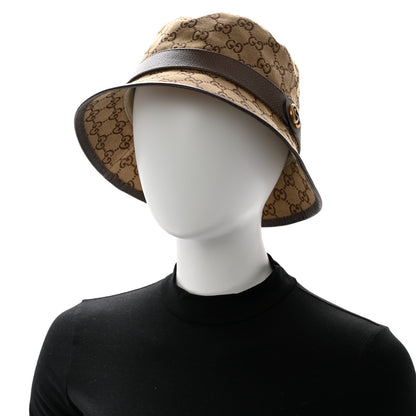 Gucci Monogram Textured Dollar Calfskin GG Jago Bucket Hat L Cacao Beige 2 of 9