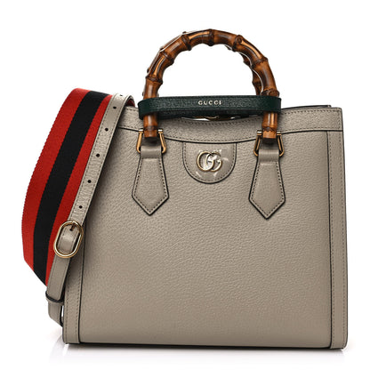 Gucci Textured Dollar Calfskin Web Small Diana Tote Bag Oatmeal Vintage Green 1 of 9