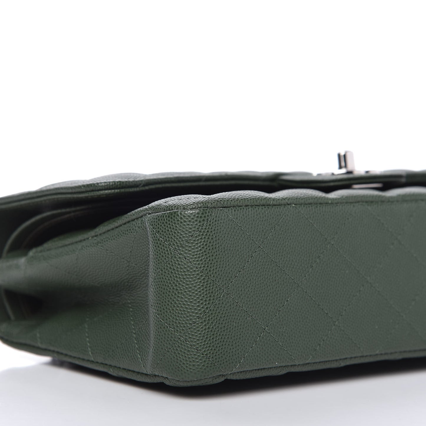 Caviar Quilted Medium Double Flap Dark Green