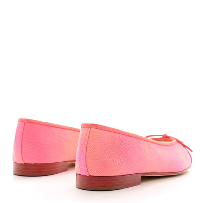 Chanel Fabric Cap Toe CC Ballerina Flats 37 Coral Pink Orange 4 of 10
