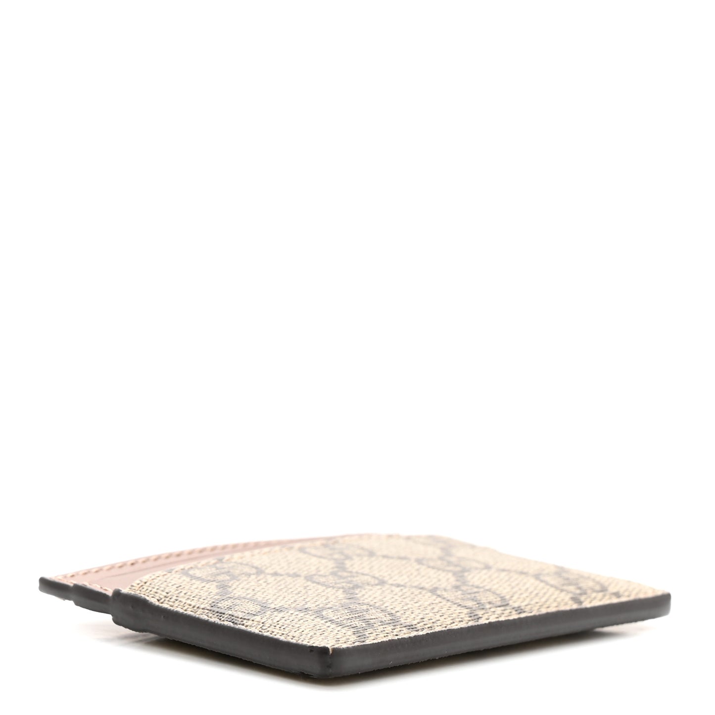 GG Supreme Monogram Calfskin Card Holder Beige Ebony Cuir