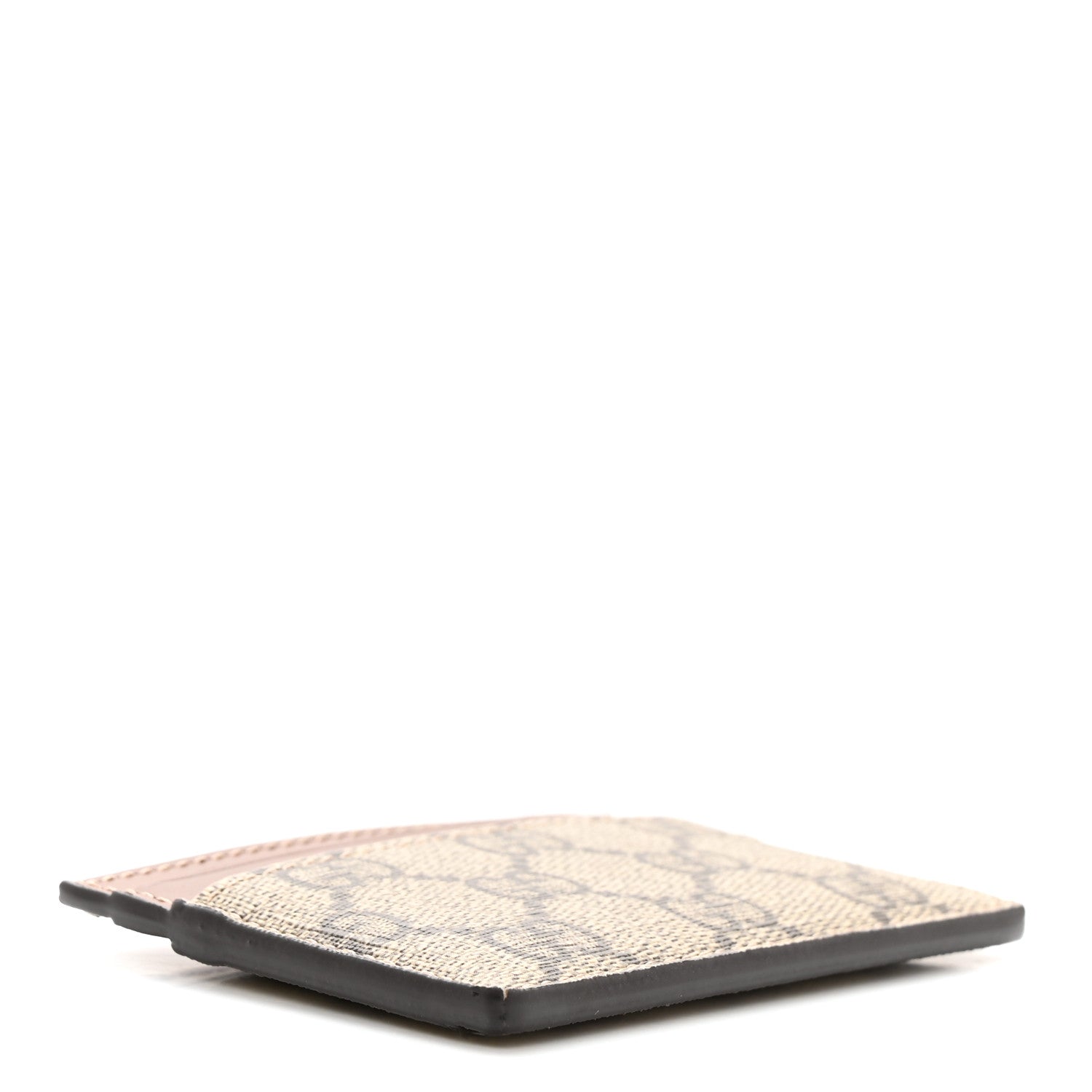 Gucci GG Supreme Monogram Calfskin Card Holder Beige Ebony Cuir 4 of 12