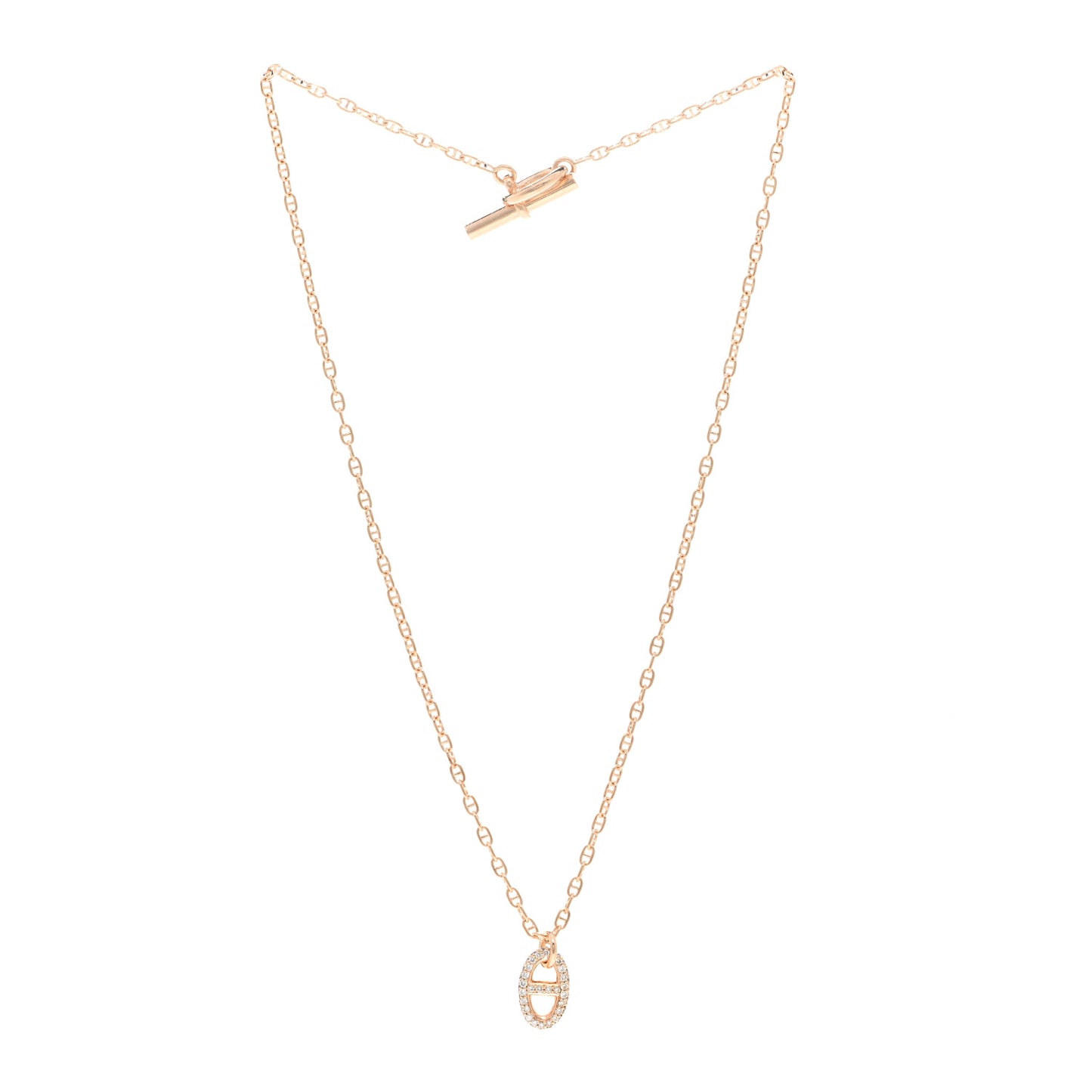 18K Rose Gold Diamond PM New Farandole Pendant Necklace ST
