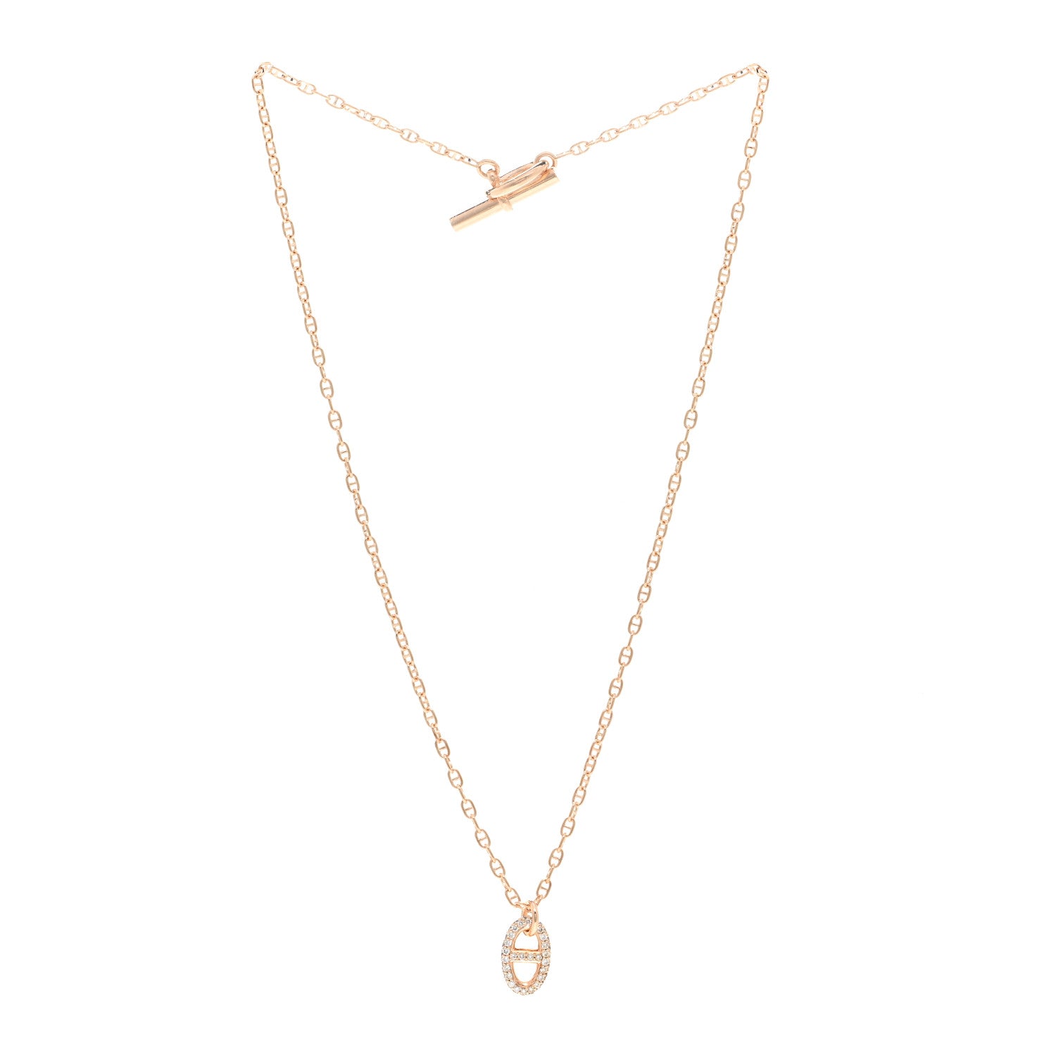 Hermes 18K Rose Gold Diamond PM New Farandole Pendant Necklace ST 3 of 5