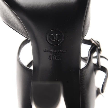 Chanel Lambskin CC Heel Sandals 40.5 Black 8 of 9